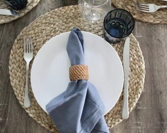 Paquet de 50 serviettes bleu poussiéreux | Serviettes en coton | Serviettes de décoration de table faites à la main | Serviettes lavables | Serviettes de mariage bleu poussiéreux