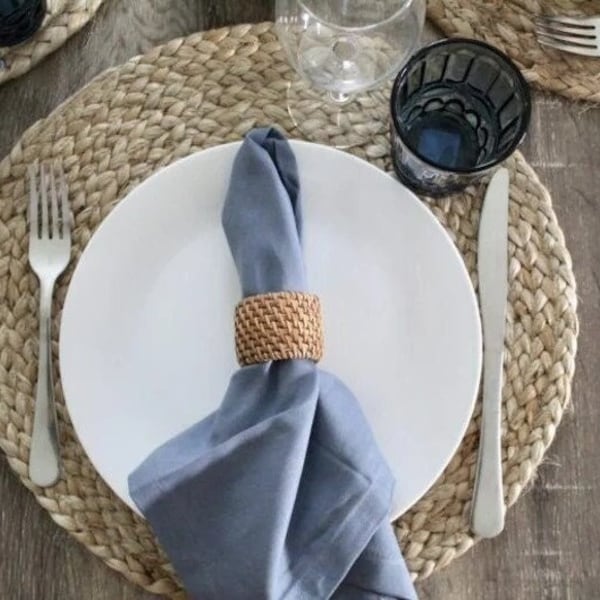 50 Pack Dusty Blue Napkins | Cotton Napkins | Handmade Table Decor Napkins | Washable Napkins | Dusty Blue Wedding Napkins