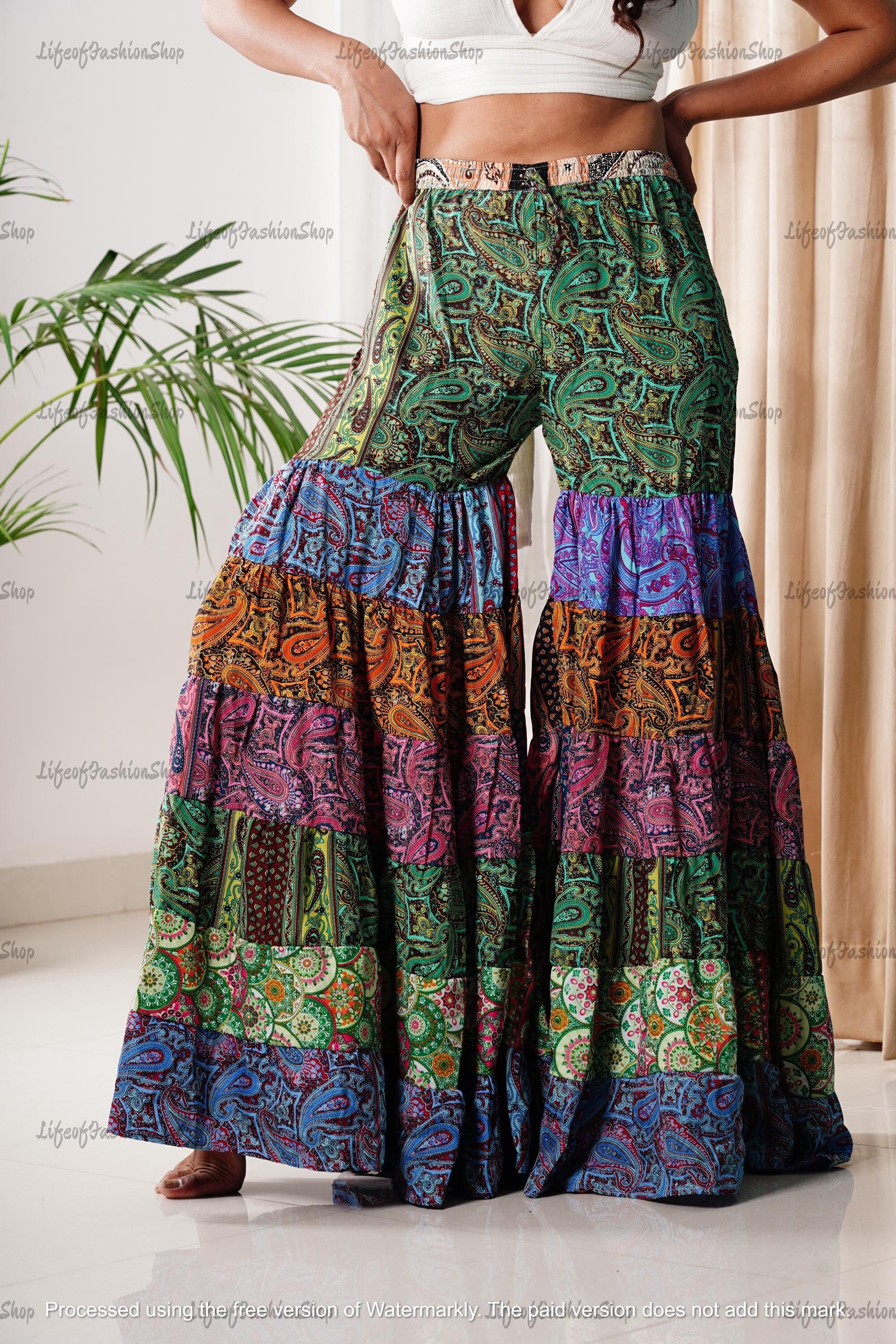 BOHEMSEO☆FLARE LAYERED SKIRT PANTS Bell Bottom Pants ~ Skirted Flare Leggings ~ With Sexy Cut