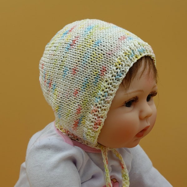 Bonnet Baby Mütze, handgestrickt aus Baumwolle