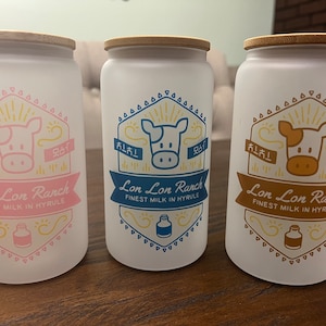 Legend of Zelda, Lon Lon Ranch, Finest milk in Hyrule 16 oz Glass cup, Iced coffee, Gift, Game