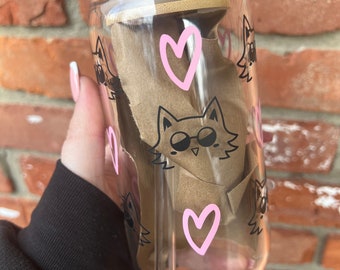 Anime, 16 oz Glass cup, Iced coffee, Gift, Game,