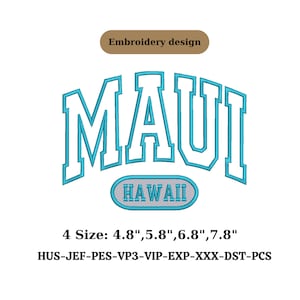 Hawaii MAUI state logo embroidery machine design ,aloha embroidery,summer beach embroidery