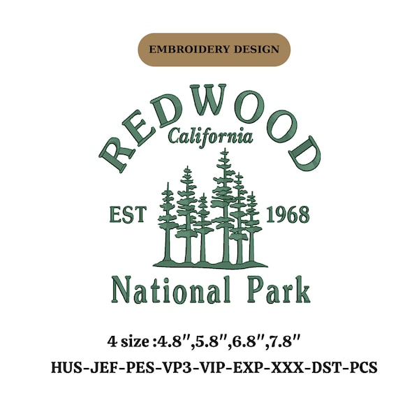 REDWOOD national park embroidery machine design USA National Park,Patterns & How To,Embroidery Pattern,Embroidery Machine Files