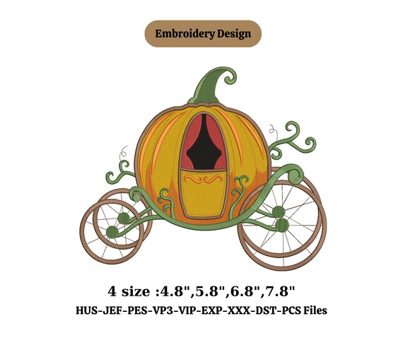 Pumpkin carriage Halloween Machine embroidery design