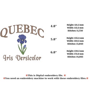 CANADA Quebec State Embroidery Design With Iris Versicolor Flower State