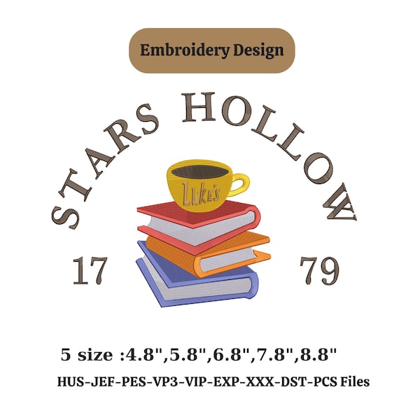 Stars hollow Book embroidery Books embroidery coffee mug embroidery