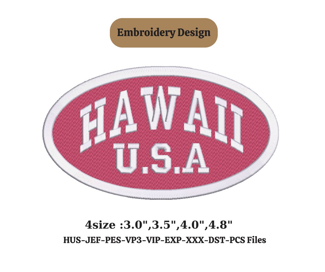Hawaii Machine Embroidery Design State Embroidery Hawaii Patch