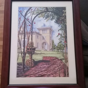 Janet Knight signiert Blandwood Herrenhaus Aquarell gerahmt