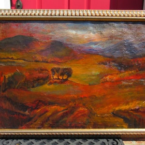 Antique Canadian seven attribution early 20th century Expressionistic oil on canvas landscape painting framed RARE