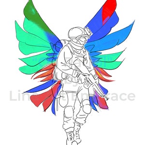 Line Art Soldier, Line Art Army, Line Art Military, Minimalist Military Line Art, Angelic Soldier, Soldier Drawing