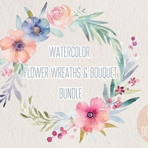Watercolor Floral Wreaths  - Wild Flowers - Flower Bouquets Clipart - Wedding Clipart - Floral Wreaths Clipart-Watercolor Clipart