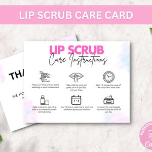 Lip Scrub Care Card Template for Lip Scrub Instructions for Lip Sugar ...