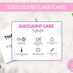 Modèle modifiable de carte d'entretien des plantes grasses, instructions imprimables d'entretien des plantes d'intérieur, entretien des plantes succulentes à imprimer, étiquettes d'entretien des plantes d'intérieur, carte plante d'intérieur