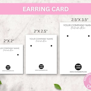 Plantillas editables de tarjetas para exhibición de joyas, paquete de tarjetas para pendientes imprimibles, etiquetas colgantes para collares minimalistas, tarjetas para embalaje de joyas para paquetes
