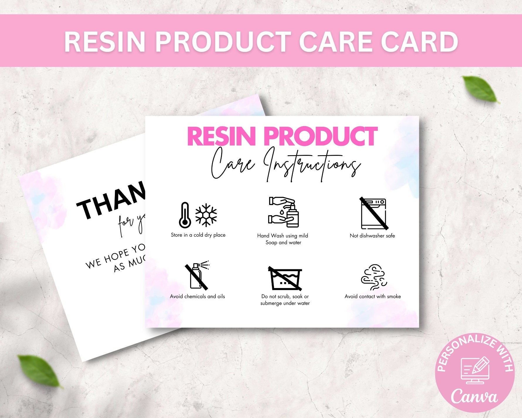 Resin Care Card Template, Resin Product Care Instructions Guide, Printable Resin Care Cards, Resin Care Inserts, Canva Template