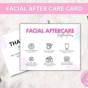 Editable Facial Aftercare Card Template, Facial Treatment Post Care Guide, Boho Esthetician Care Instructions