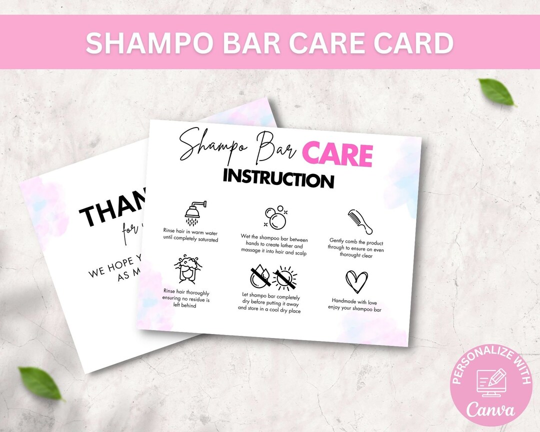 Shampoo Bar Care Card Template for Solid Shampoo Bar Etsy UK