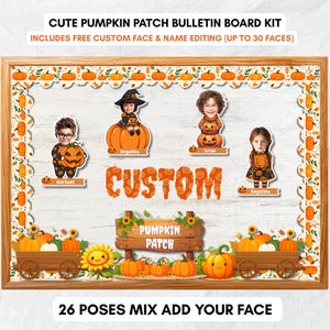 Cute Pumpkin Patch Bulletin Board Kit | Fall Classroom Decor | Personalized Student Photos | Printable Classroom Decor