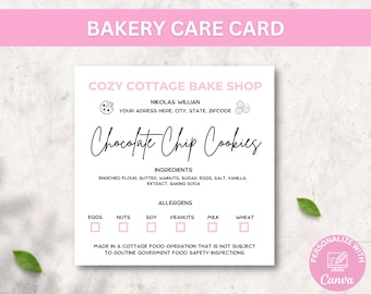 Editable Cottage Law Labels Template, Feminine Cookies Ingredients Labels, Custom Home Bakery Stickers, Printable Food License Label