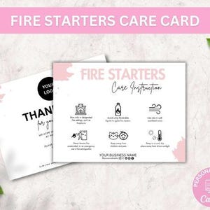 Fire Starters Care Guide Template, Editable Wax Firelighters Care Card, Printable Boho Design Eco Fireplace Starter Safety Instructions