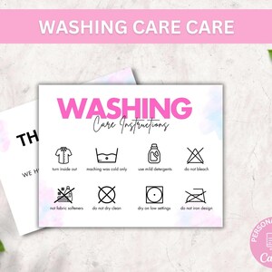Washing Instructions Care Card I Editable Canva Template I Etsy Shop Tshirt Insert Card I Printable Packaging Insert I Small Business Card