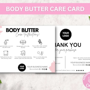 Bewerkbare verzorgingskaart slagroomboter, onderhoudsgidssjabloon slagroomboter, applicatie-instructies minimalistische bodysoufflé