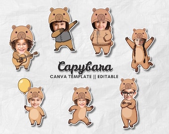 Capybara Face Photo | Add Your Own Photo | Cupcake Topper & Funny Party Prop