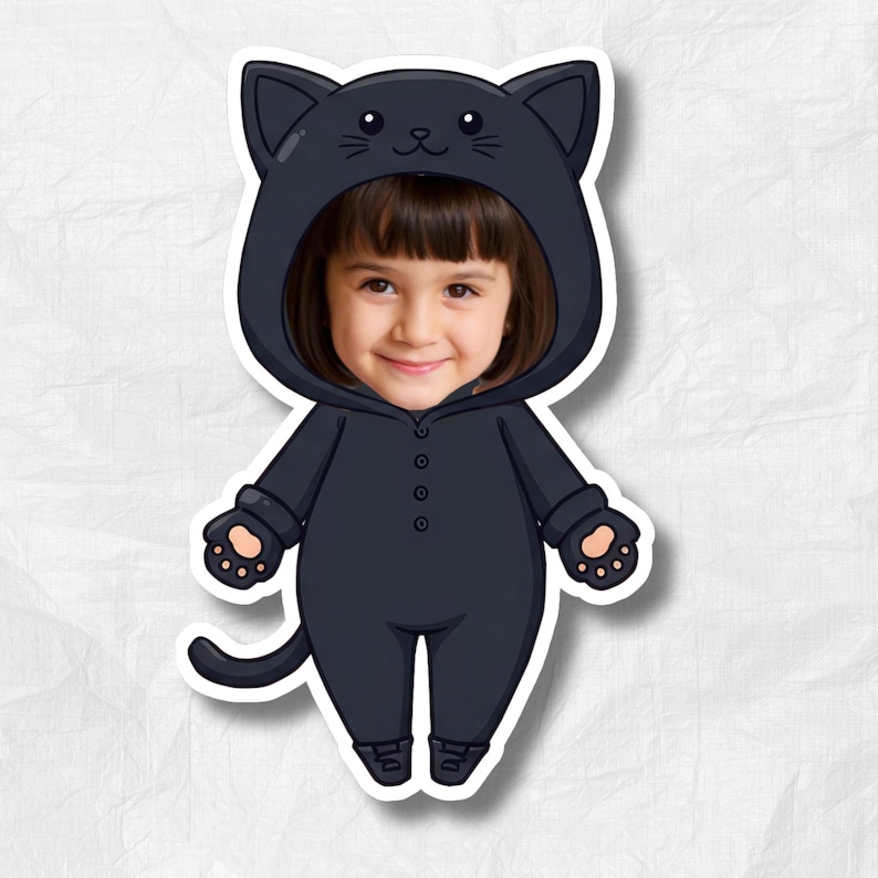 Girl Black Cat Costume Add Your Face | Halloween Photo Template | DIY ...