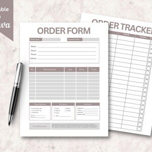 Custom Order Form Template | Purchase Order Form Template | Order Form Editable | Printable Craft Order Form | Order Form For Small Business