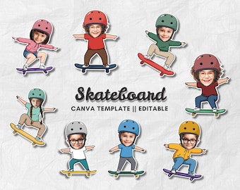 Skateboard Add Your Own Photo | Face Blank | Skater PNG Clipart | Cupcake Topper