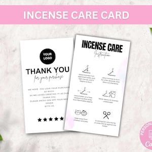 Mini modèle de carte d'entretien d'encens, guide de l'utilisateur en bâtonnets parfumés, cartes d'encens modifiables à base de plantes, instructions de sécurité pour les encens parfumés aromatiques