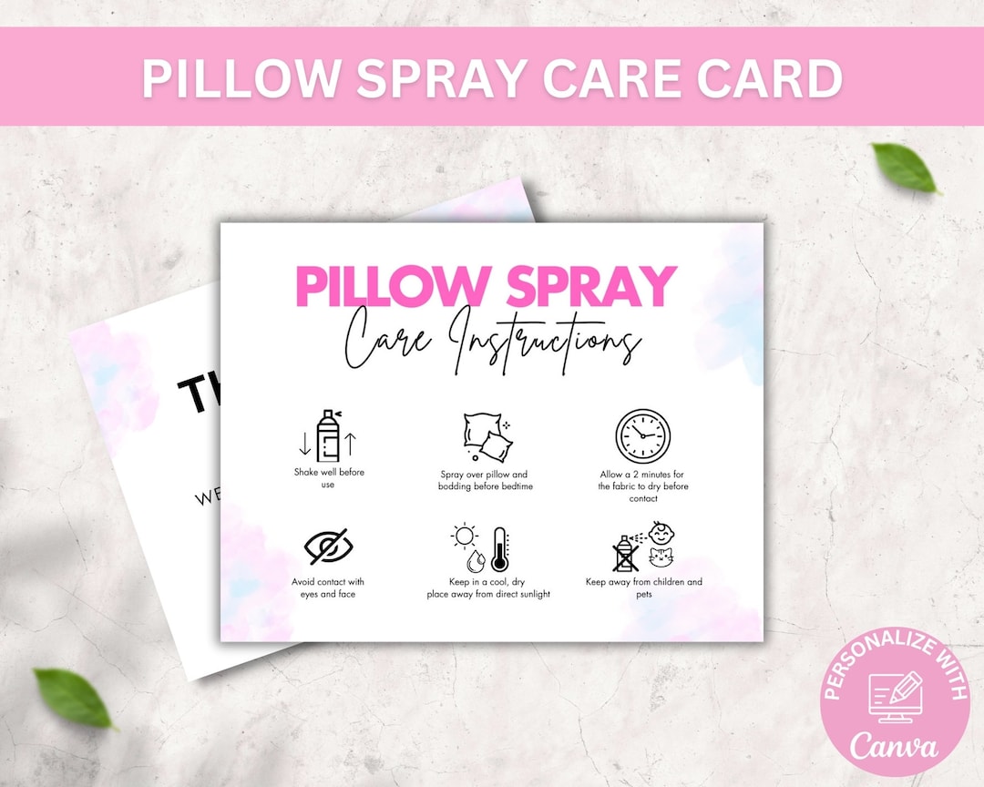 Editable Pillow Spray Care Card Template, Sleep Mist Care Guide, Linen ...