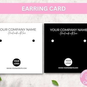 Plantillas editables de tarjetas para exhibición de joyas, paquete de tarjetas para pendientes imprimibles, etiquetas colgantes para collares minimalistas, tarjetas para embalaje de joyas para paquetes