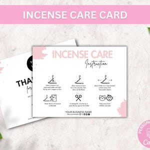 Modèle de carte d'entretien des encens, mode d'emploi en bâtonnets parfumés, cartes d'encens modifiables à base de plantes, instructions de sécurité pour l'encens parfum bohème aromatique