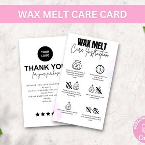 Plantilla editable de tarjeta de instrucciones para mini ceras fundidas, plantilla de Canva, tarjeta imprimible con instrucciones para ceras fundidas, tarjetas de instrucciones para pequeñas empresas