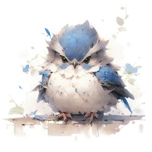 22 PNG Grumpy Birds Clipart, Cute Fluffy Birds, Digital Clipart, Watercolor clipart, High Quality PNG, Printable clipart, Digital download