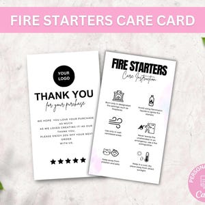 mini Fire Starters Care Guide Template, Editable Wax Firelighters Care Card, Printable Boho Design Eco Fireplace Starter Safety Instructions