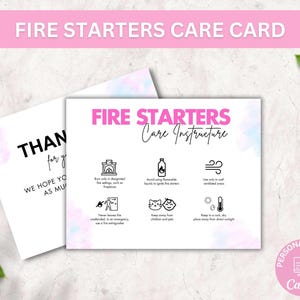 Fire Starters Care Guide Template, Editable Wax Firelighters Care Card, Printable Boho Design Eco Fireplace Starter Safety Instructions