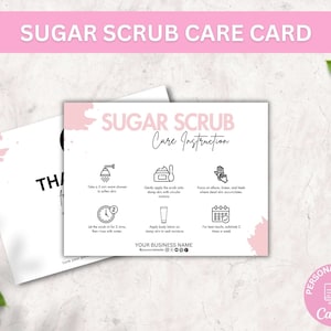 Bewerkbare kaartsjabloon verzorgingsscrub, verzorgingsinstructies bodyscrub, toepassingsgids exfoliërende boter