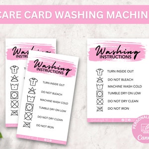 Washing Instructions Card, Shirt Care Card, Clothing Care Instructions, PDF PNG, Small Business Supplies, Ready To Print, Instant Download