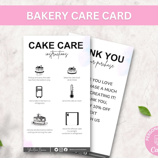 Cookie Care Card Template, Editable Cookies Care Instructions, Bakery Care Guide, Biscuits Freezing Instructions, Minimalist Canva Template