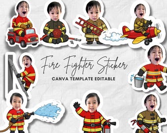 Firefighters YourSelf DIY, Add your Own Photo, Decor Birthday Party, Photo Craft