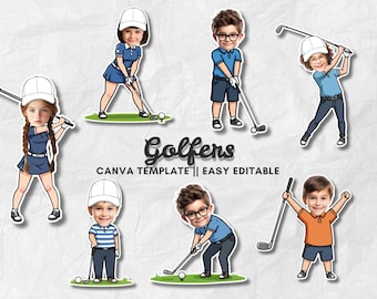 Golf Add Your Face Photo | Personalized Golfer PNG Clipart | Fun Golf Party Decoration