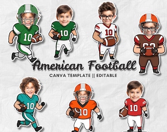 American Football Photo – Add Your Own Face | DIY Birthday Party Craft & Photo Template