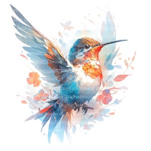 12 Hummingbird Clipart Set , Adorable Colibri, Printable Watercolor clipart, High Quality JPGs, Digital download, Paper craft, junk journal