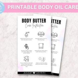 Afdrukbare kaartsjabloon body butter, instructies voor slagroom sheaboter, afdrukbare toepassingsgids bodysoufflé