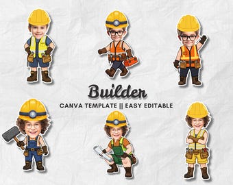 Builders, Add Your Own Photo, Cupcake Toppers, Yourself Face Photo Craft