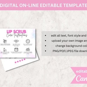 Lip Scrub Care Card Template for Lip Scrub Instructions for Lip Sugar ...