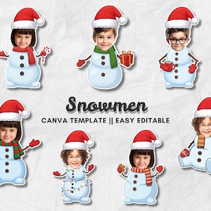 Muñecos de nieve con tu propia cara / Cara navideña en blanco / PNG y clipart navideños para manualidades